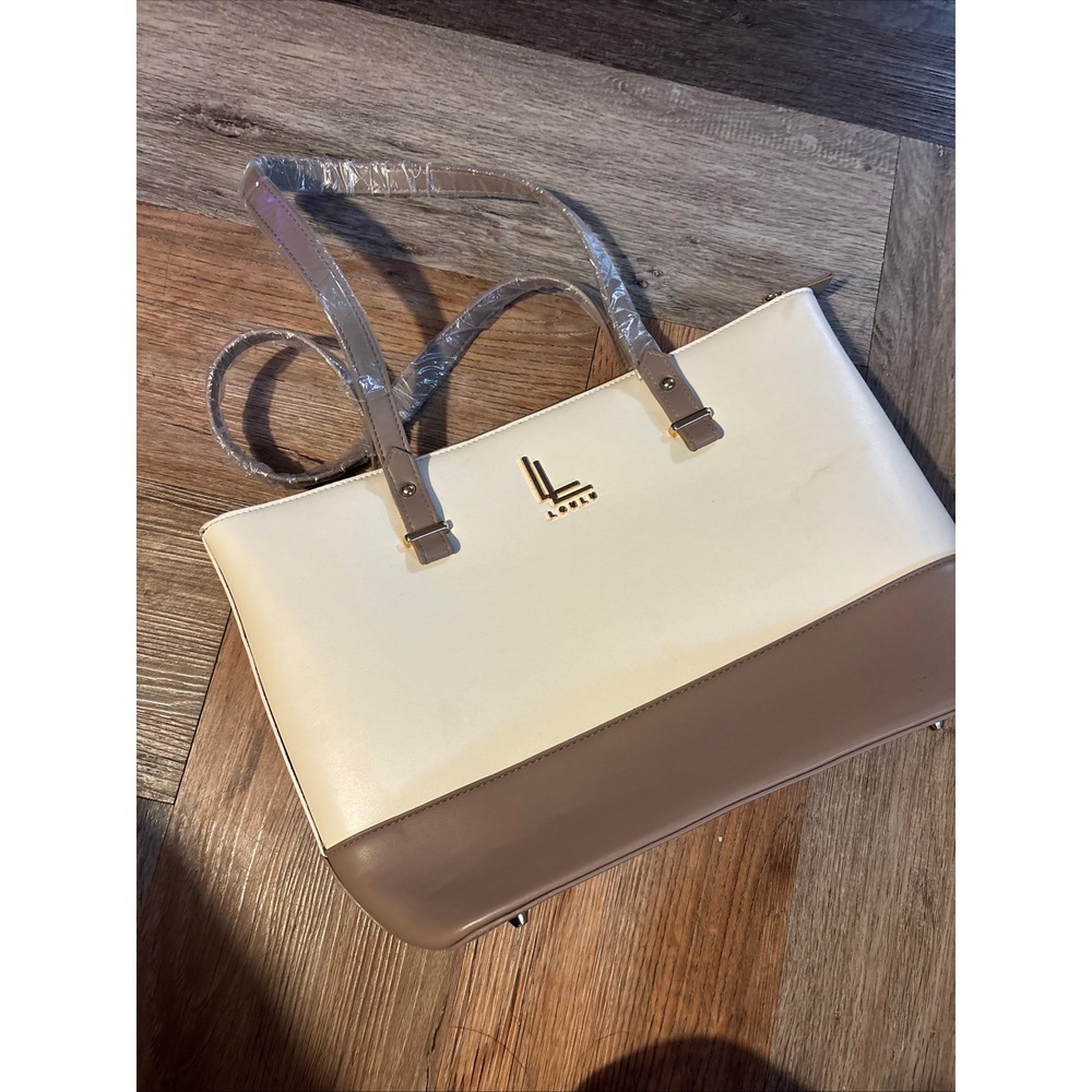 Loulu Two Tone Cream Taupe Bag Purse Women Over Shoulder Handheld